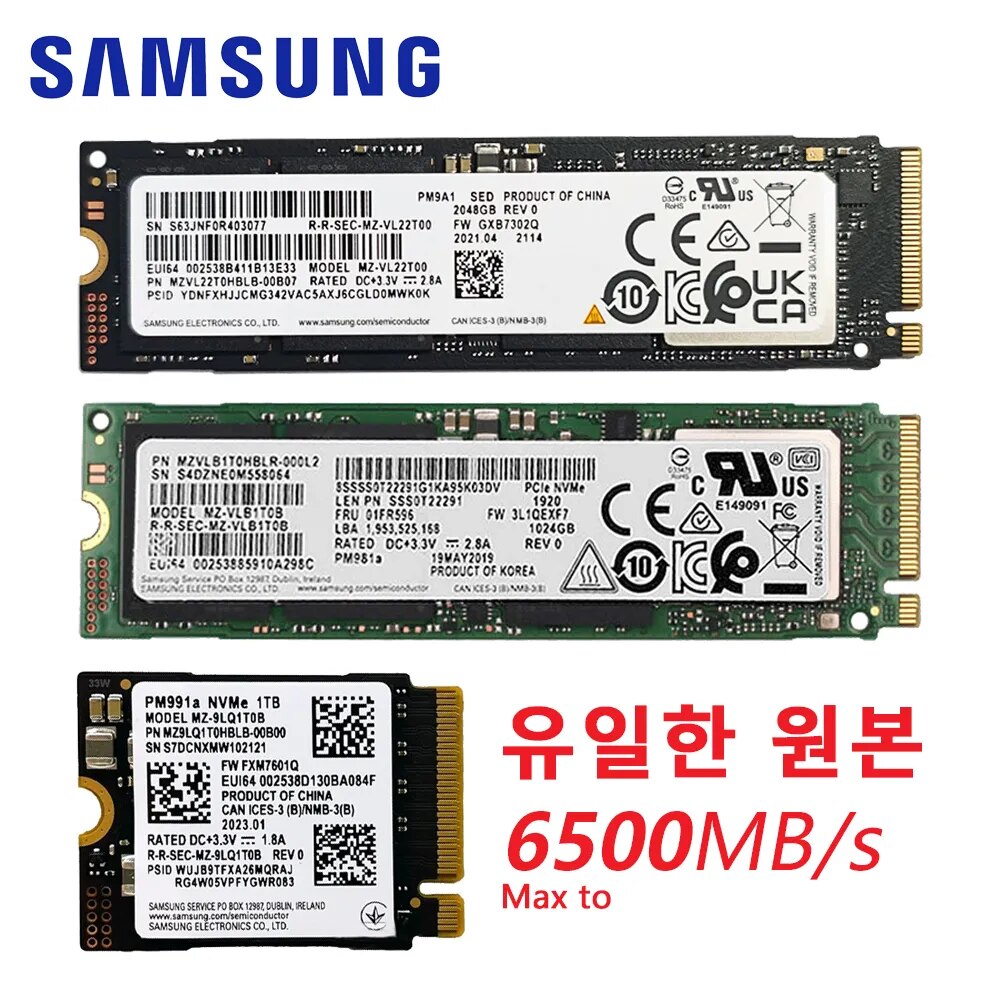 삼성 PM991A 2230 PM9A1 PM981A M2 2280 SSD M.2 128GB 256GB 512GB 1TB 2TB Nvme 내장 솔리드 스테이트 디스크 HDD 하드 드라이브 HD PCIE
